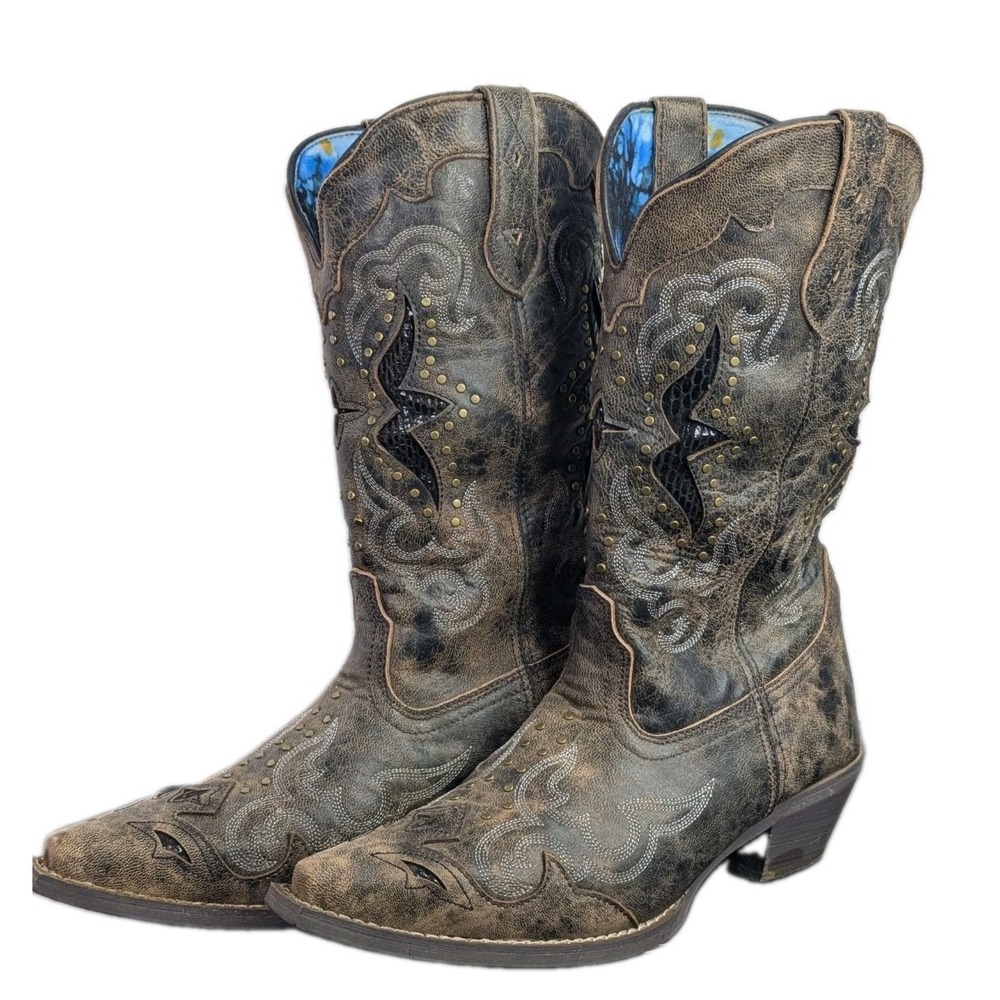 Laredo Lucretia Womens Boots 9M Brown $189 Western Snip Toe Snake Worn Twice!!!!